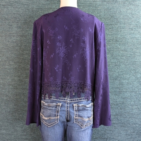 Vintage 80s K Studio Royal Purple Blouse/Jacket - Picture 7 of 17
